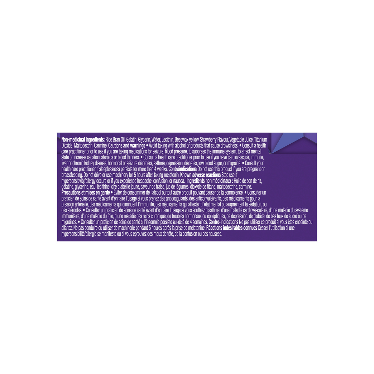 Image showing the ingredients for OLLY Ultra Sleep.