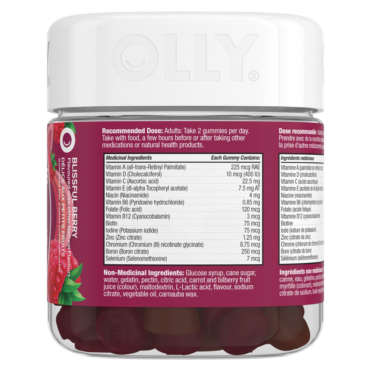 Right side view of the OLLY Women's Multi packaging.