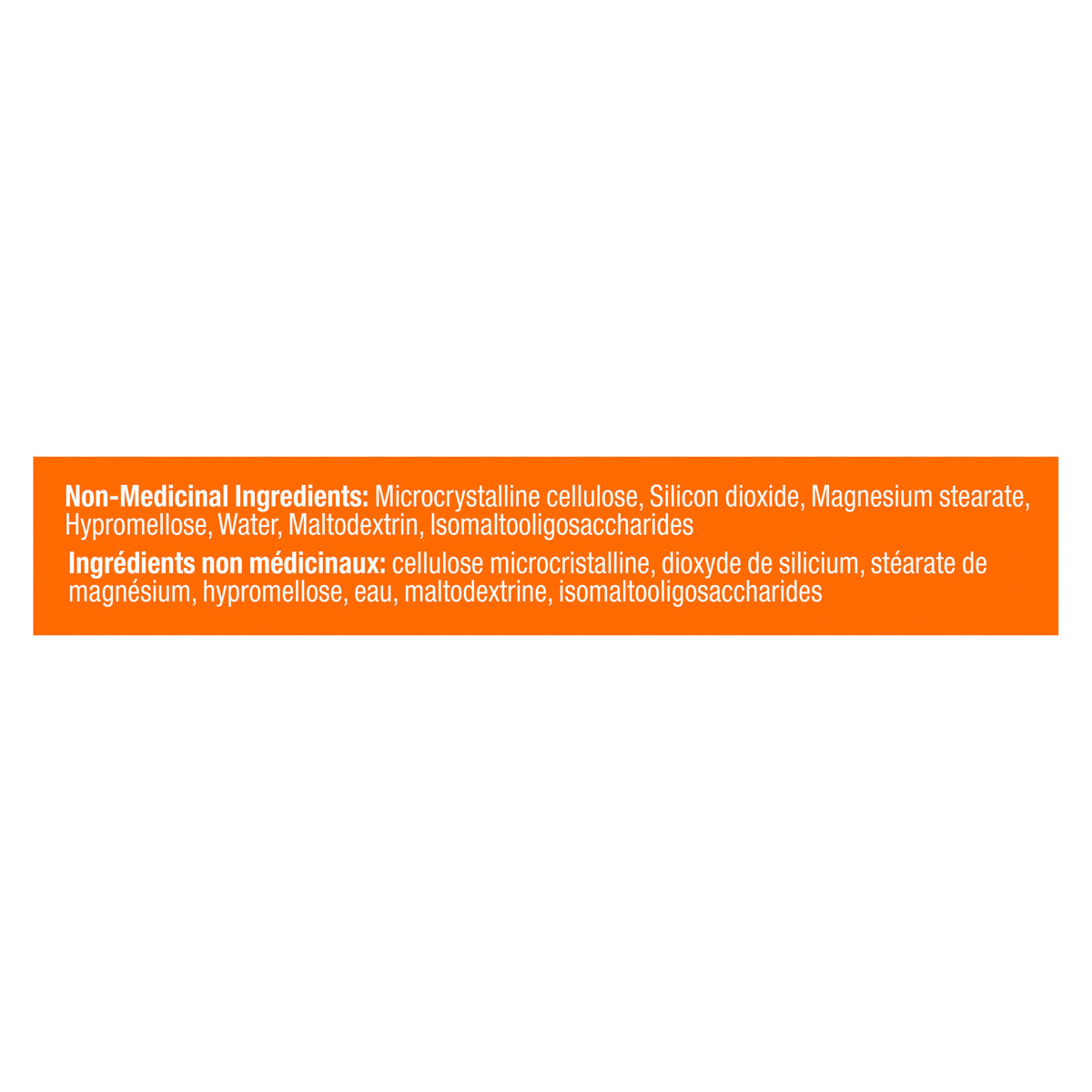 View of the Non-Medicinal Ingredient label as seen on the OLLY Beat The Bloat 25 Capsules packaging.